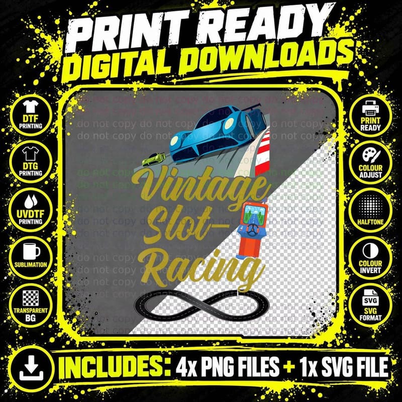 Vintage Slot Racing T-Shirt Png SVG Digital Bundle