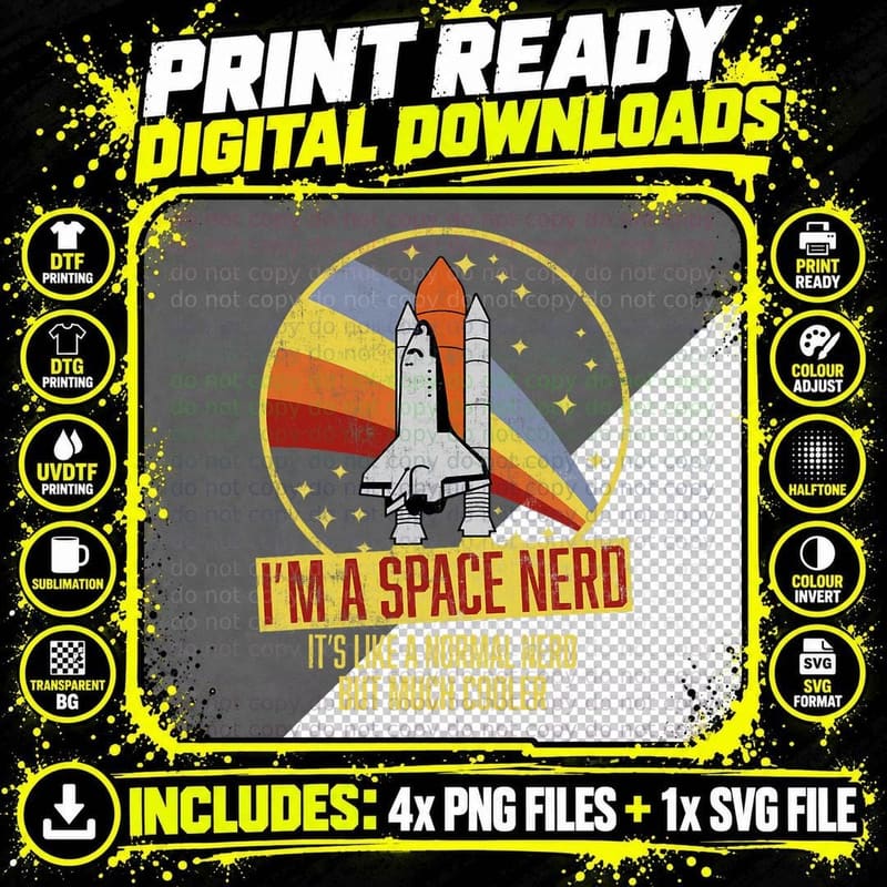 Vintage Space Shuttle - Science Fiction Geek - Space Png SVG Digital Bundle