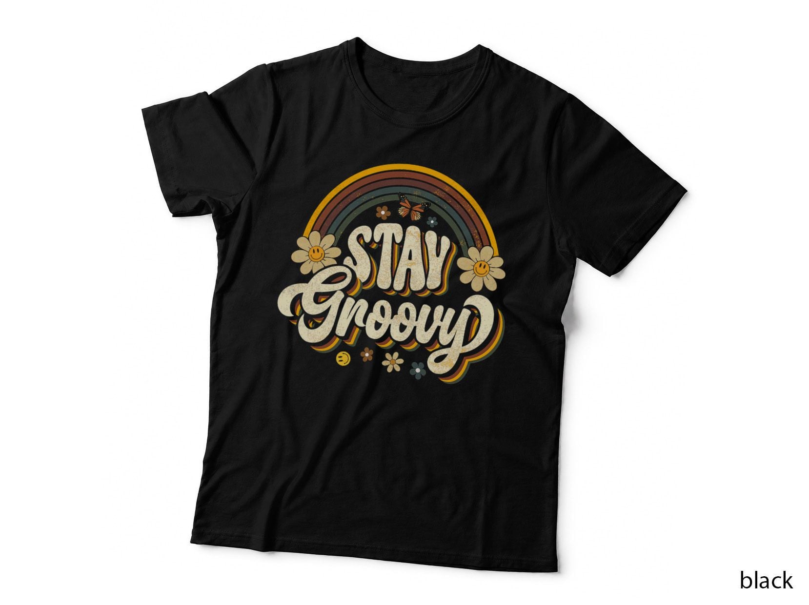 Vintage Stay a Groovy 60s 70s Peace Positive Mind Hippie T-Shirt