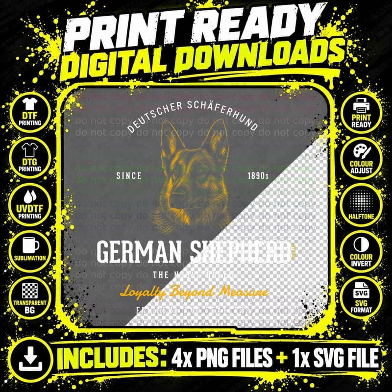 Vintage Styled Retro German Shepherd T-Shirt Png SVG Digital Bundle