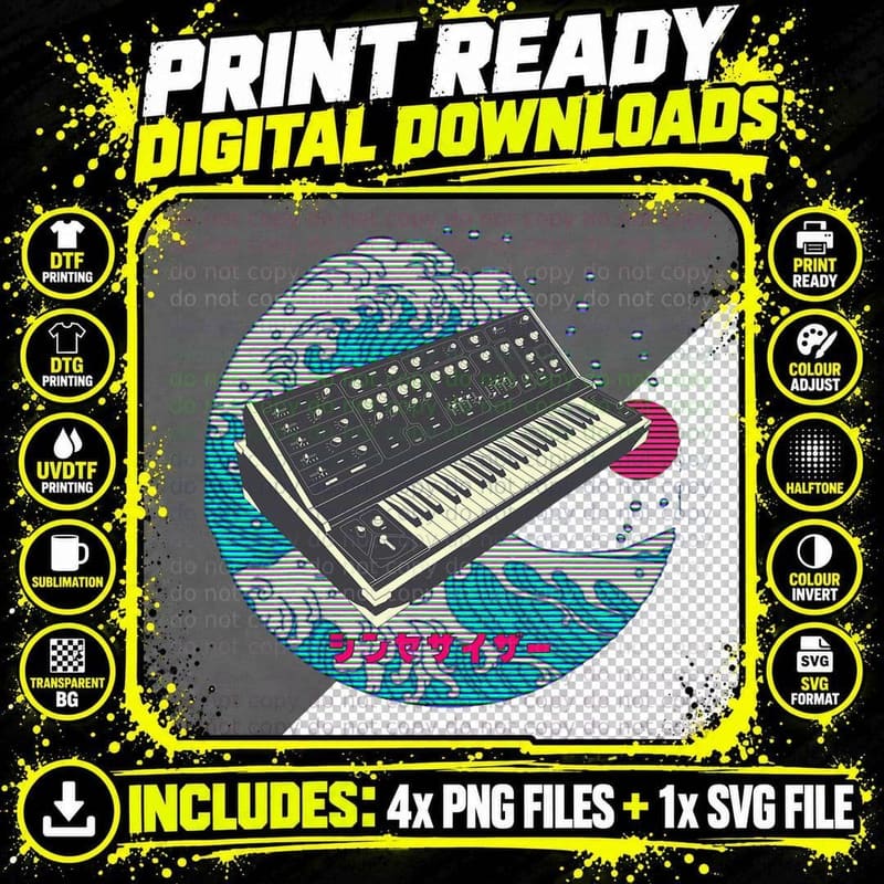 Vintage Synthesizer Analog Japanese Synth T-Shirt Png SVG Digital Bundle