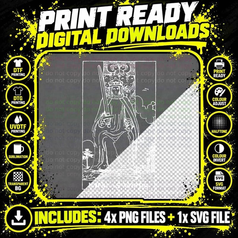 Vintage TAROT CARD Thesuit OF Swords KING T-Shirt Png SVG Digital Bundle