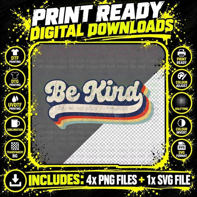 Vintage Unity Day Orange Shirt Retro Be Kind Anti Png SVG Digital Bundle