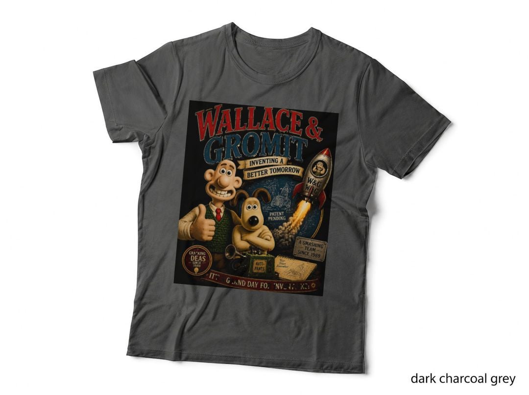 Wallace and Gromit Vintage Cartoon Nostalgia Halftone T-Shirt