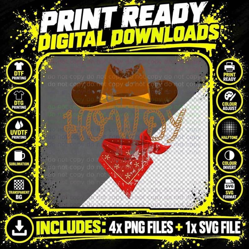 Western Cowboy Tees Howdy T-Shirt - Classic Fit Png SVG Digital Bundle