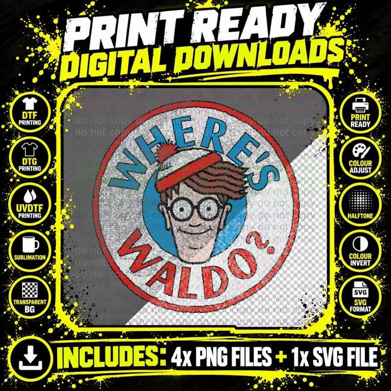 Where's Waldo Distressed Classic Logo T-Shirt Png SVG Digital Bundle