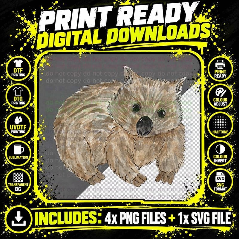 Wombat Painting Classic T-Shirt, Australian Animal Art Png SVG Digital Bundle