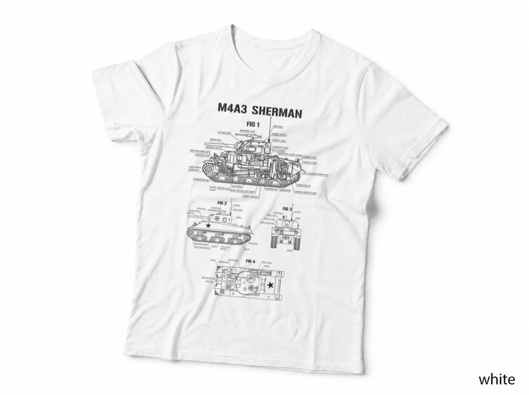 World War 2 American Tank M4a3 Sherman Blueprint T-Shirt, Vintage Hoodie