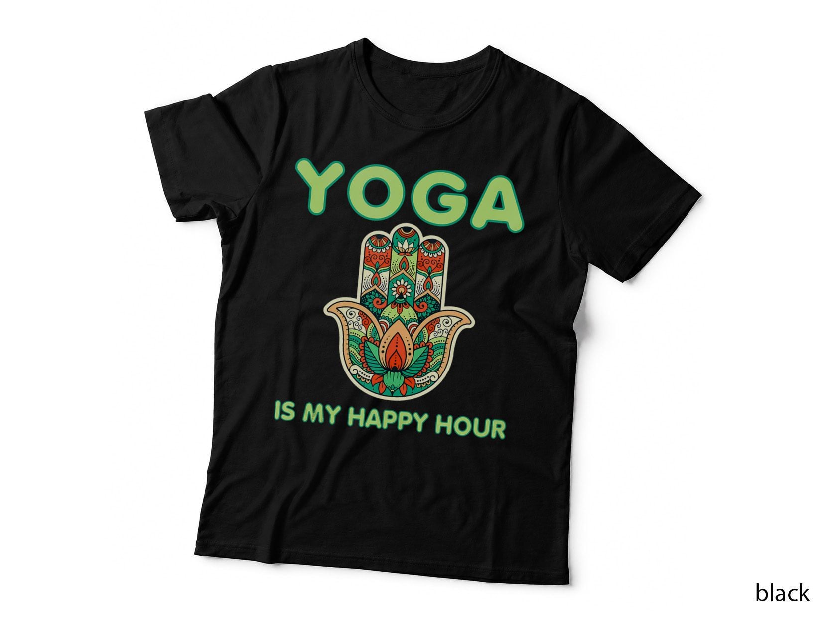 Yoga Is My Happy Hour Vintage Colors Namaste, Spiritual T-Shirt