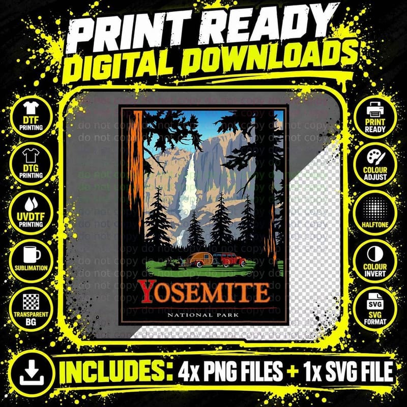 Yosemite Shirt Vintage National Park T-Shirt Png SVG Digital Bundle