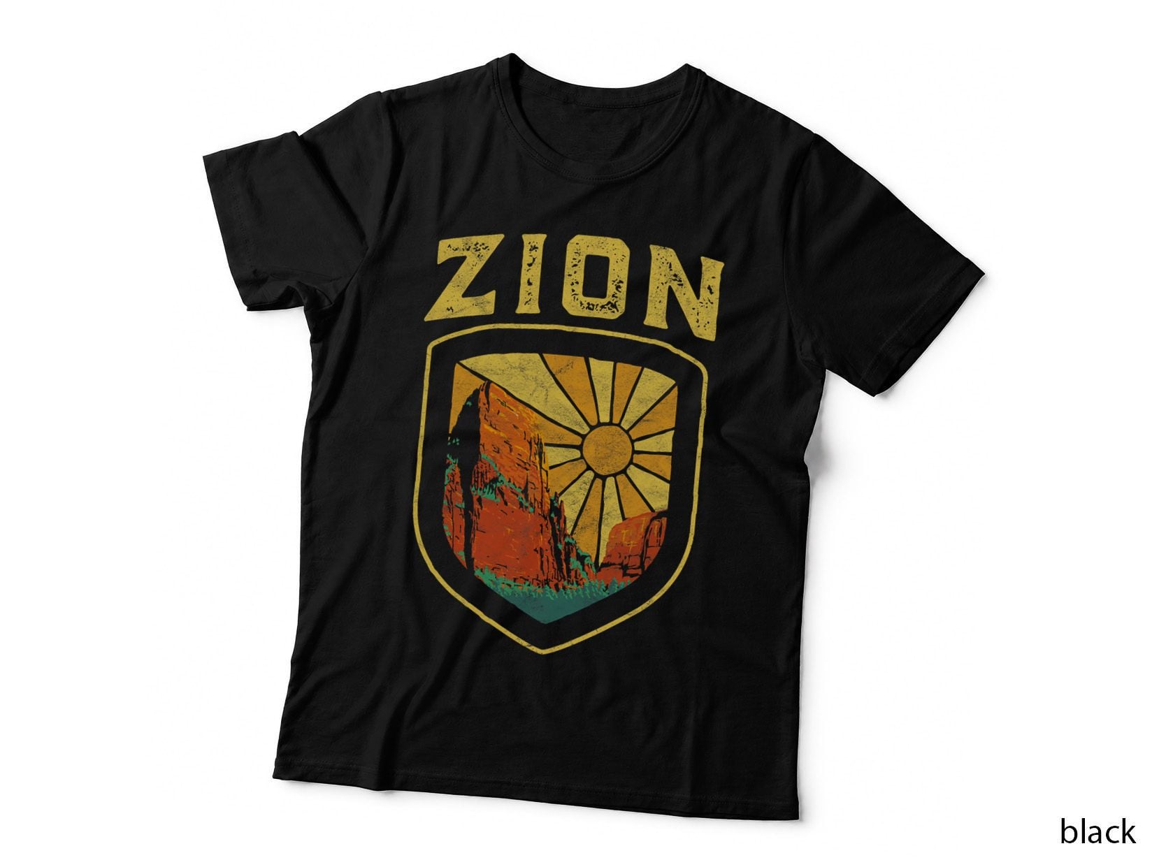 Zion National Park Vintage Badge Retro Distressed 80's T-Shirt