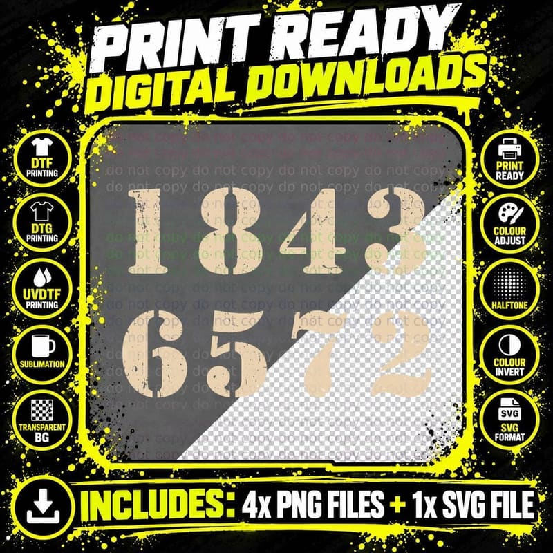1843 Vintage Typography T-Shirt, Retro Style Png SVG Digital Bundle