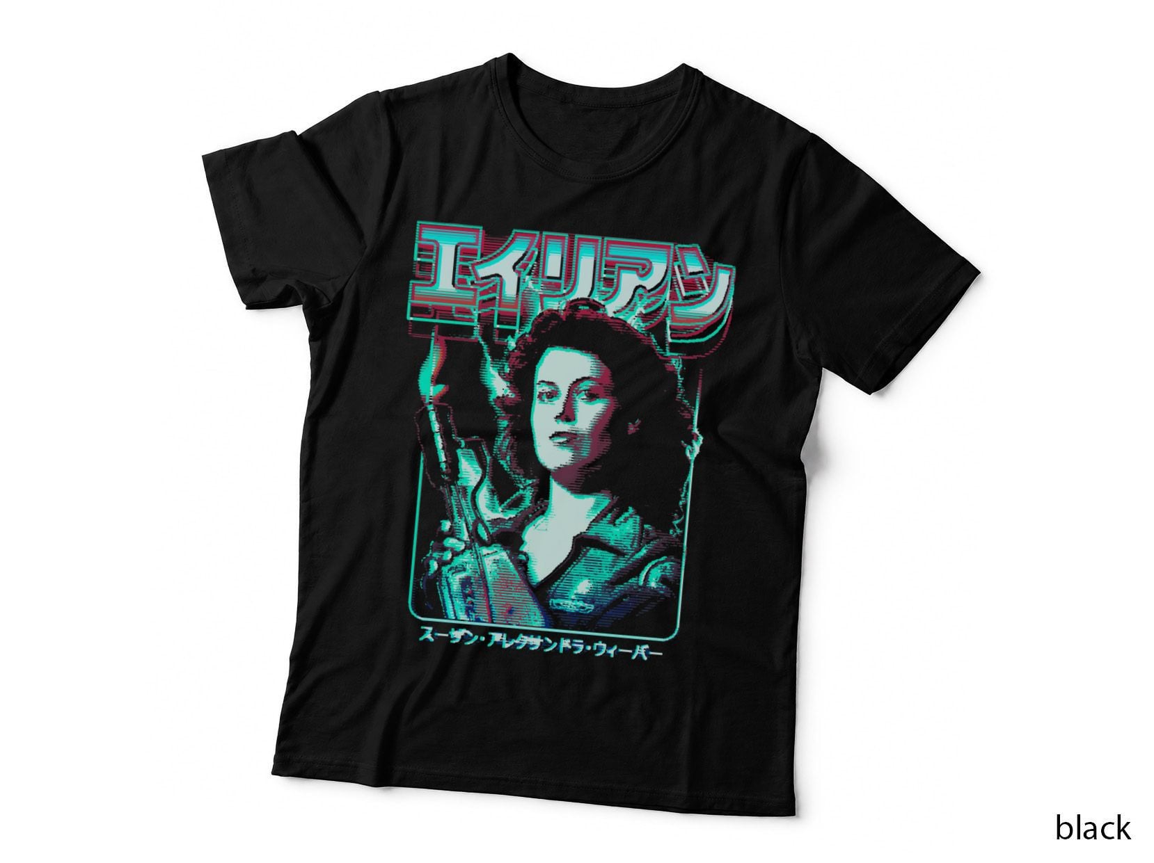 Alien Ripley Retro Vaporwave Japanese Text Portrait, 80S Sci-Fi T-Shirt