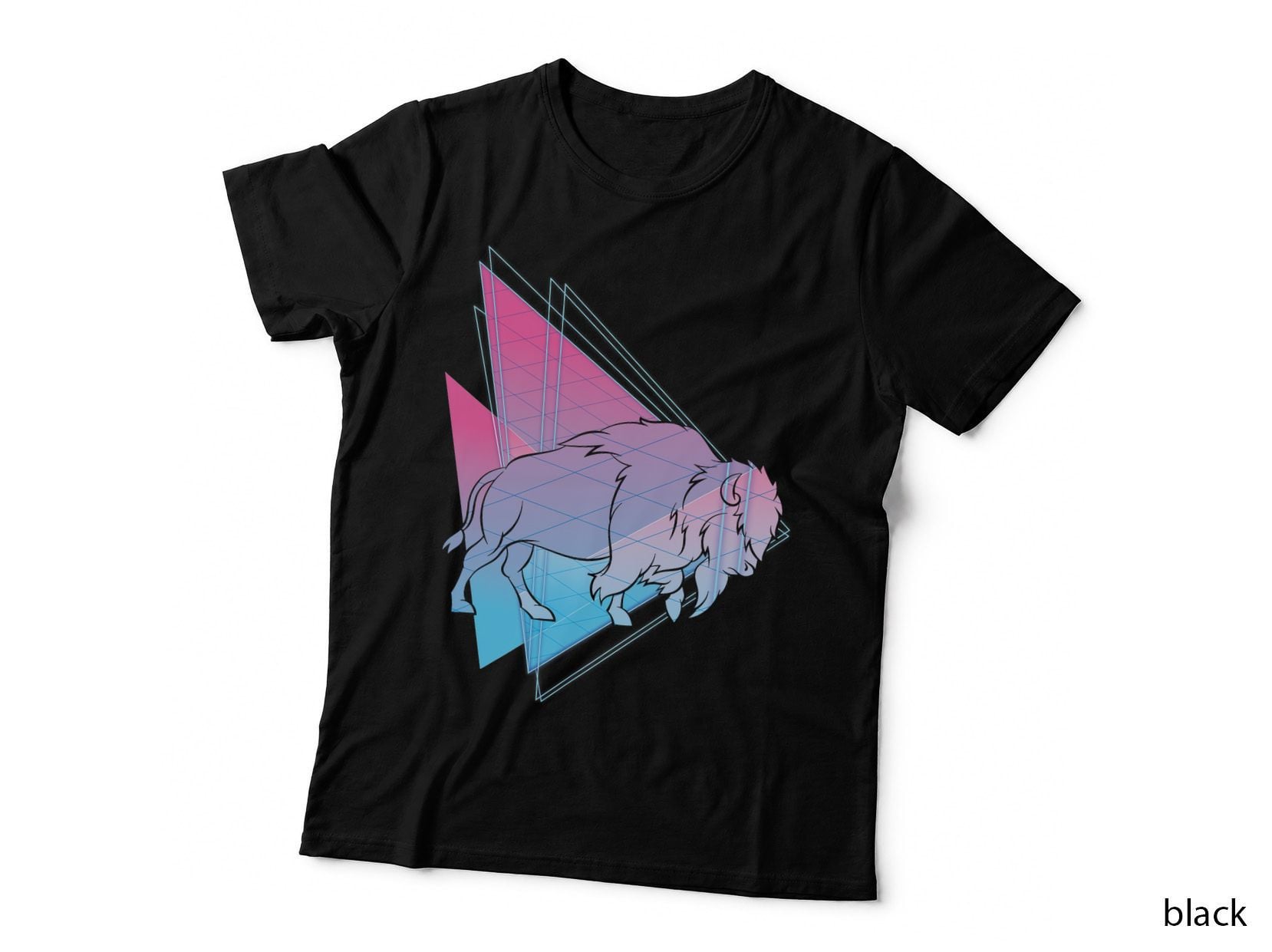 Animal American Bison 90s Synthwave Vaporwave Buffalo T-Shirt