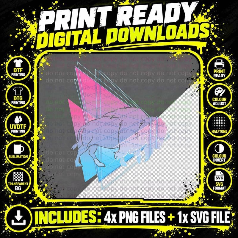 Animal American Bison 90s Synthwave Vaporwave Buffalo Png SVG Digital Bundle
