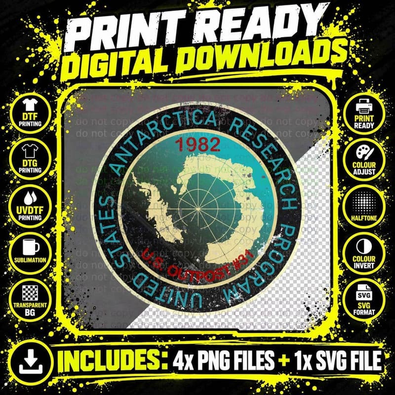 Antarctica Research 1982 T-Shirt, Vintage Space Png SVG Digital Bundle