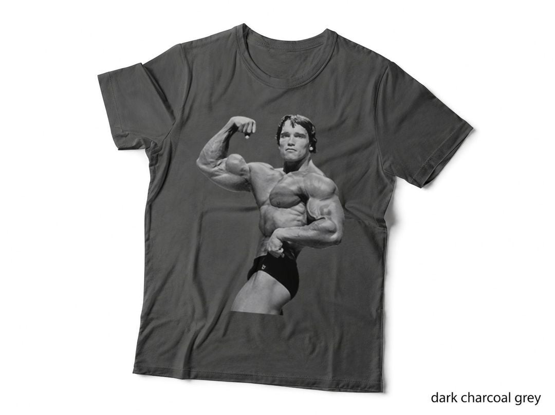 Arnold Schwarzenegger Bodybuilder T-Shirt, Classic Bicep Flex, Bw Pose