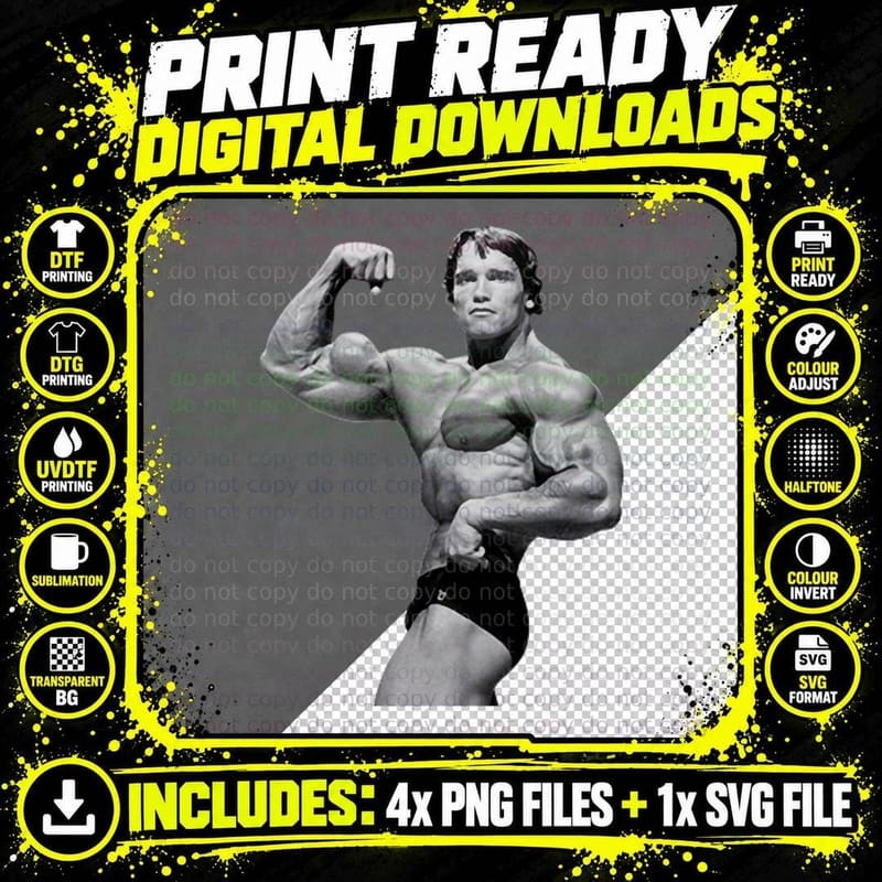 Arnold Schwarzenegger Bodybuilder T-Shirt Png SVG Digital Bundle
