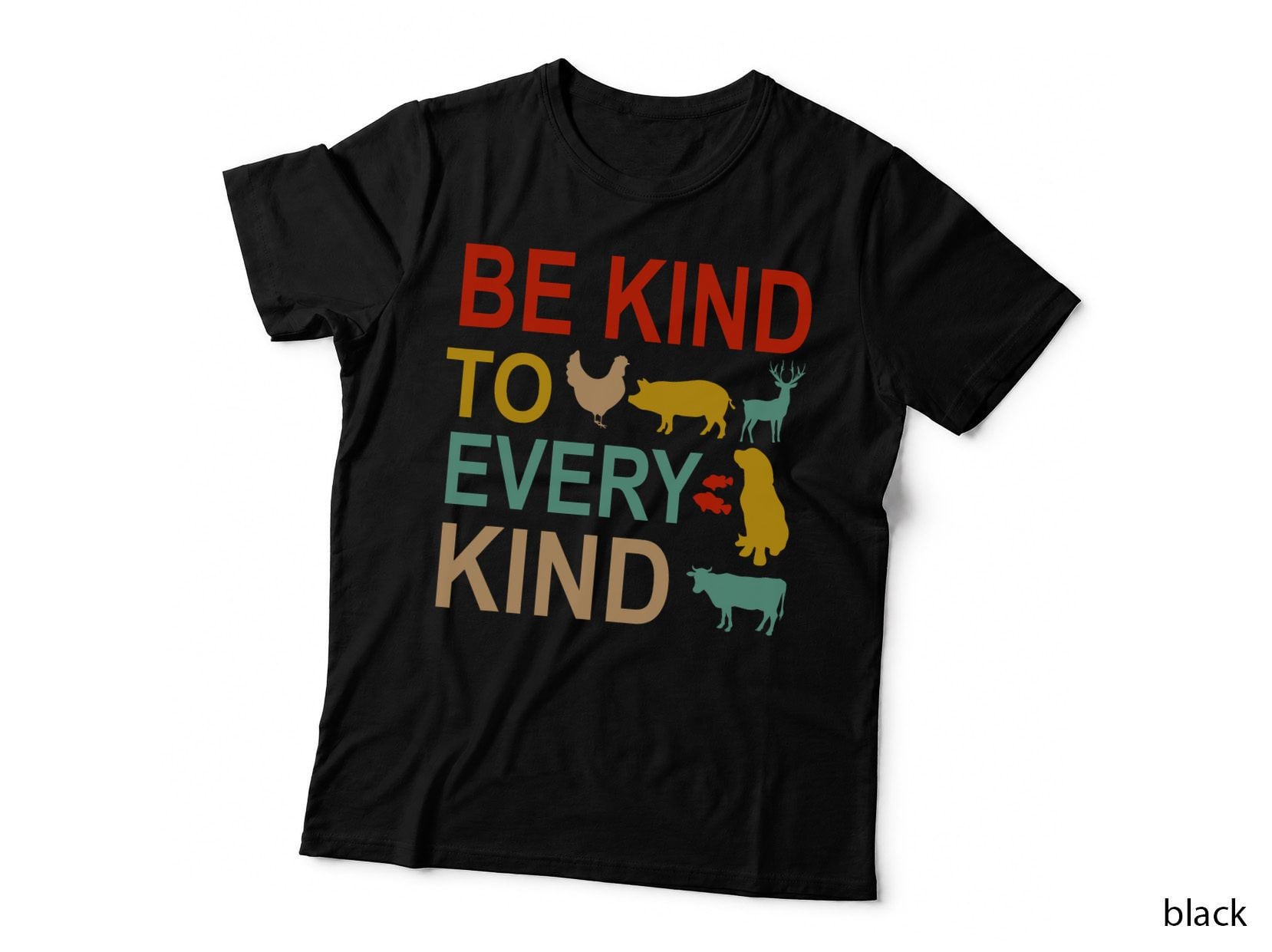 Be Kind to Every Kind Retro Vintage Vegetarian Vegan T-Shirt