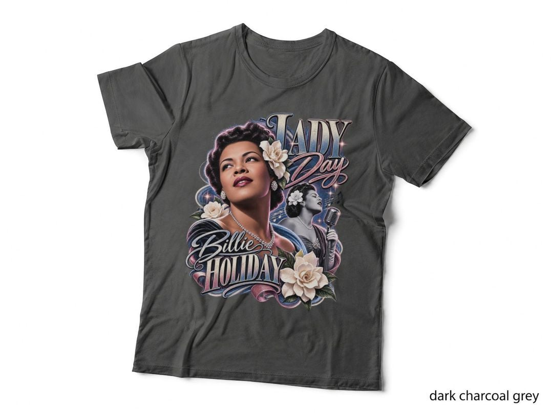 Billie Holiday Lady Day Vintage Jazz Singer Gardenia Blues Retro Music T-Shirt