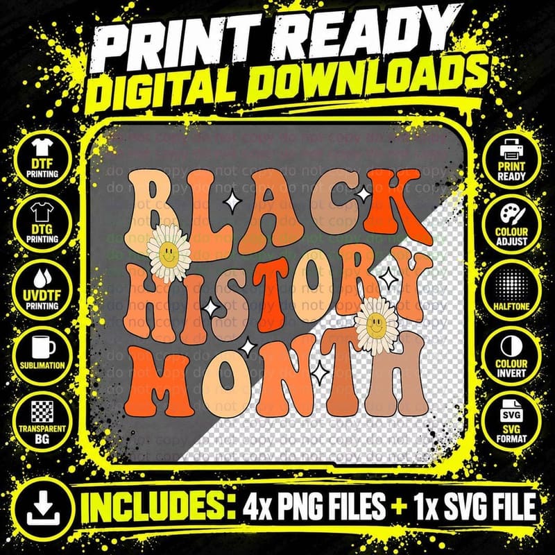Black History Month Retro Groovy Africa American Melanin Png SVG Digital Bundle