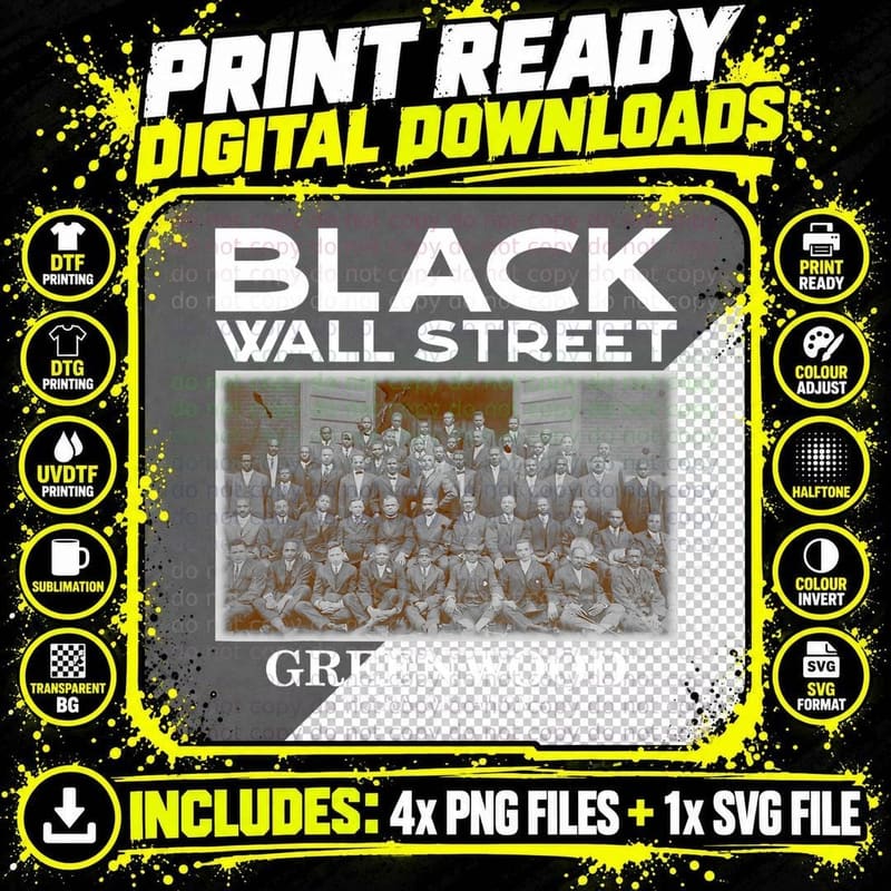 Black Wall Street, Vintage History Black Success T-Shirt Png SVG Digital Bundle