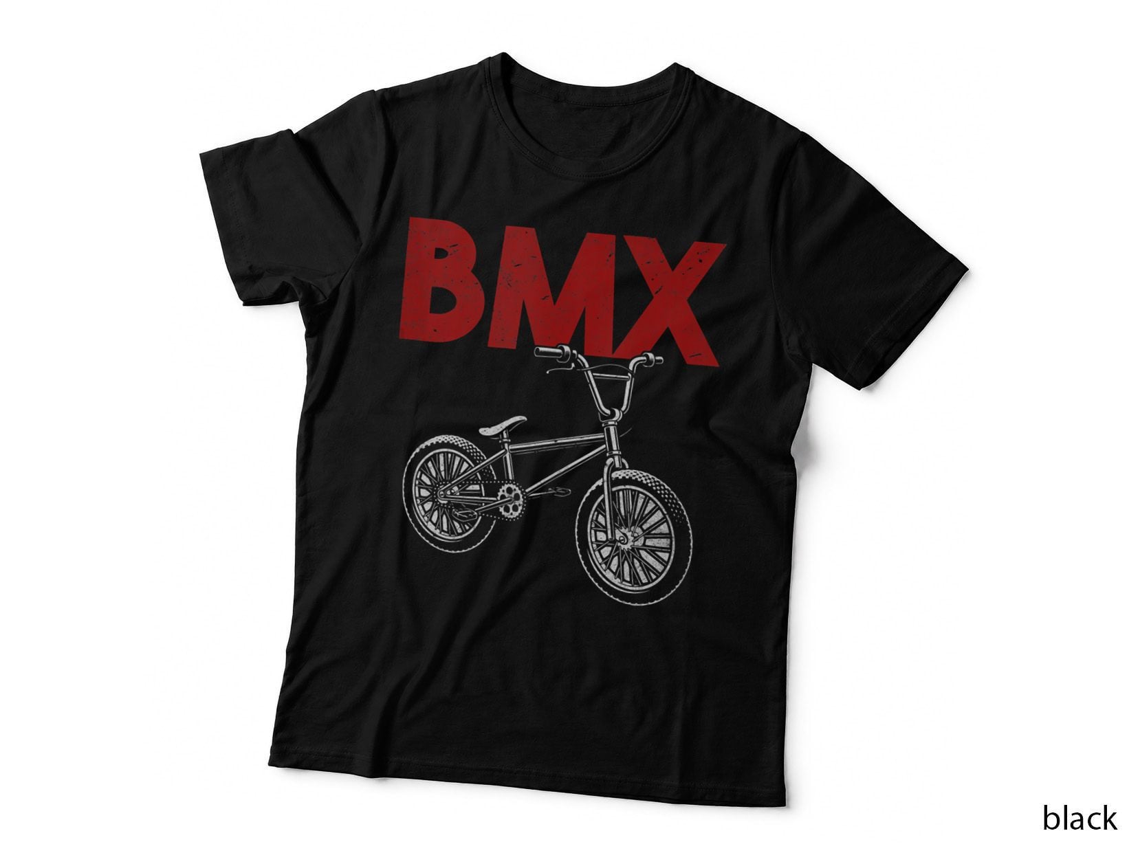 Bmx Bike Rider T-Shirt, Bold Red Distressed Text, Vintage Bicycle Art