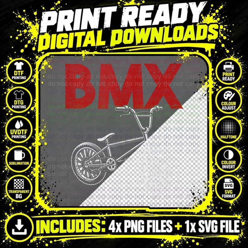 Bmx Bike Rider T-Shirt, Bold Red Distressed Text Png SVG Digital Bundle
