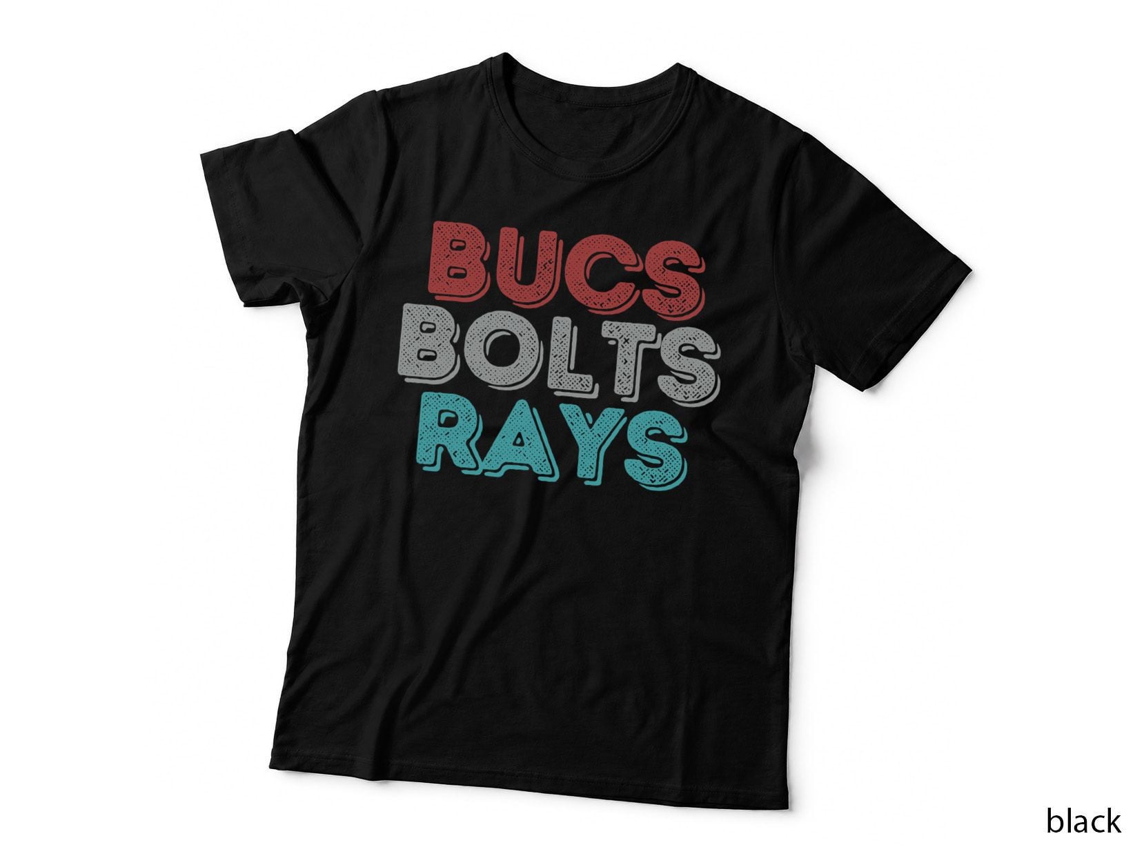 Bucs Bolts Rays Tampa Bay T-Shirt, Retro Team Typography, Distressed Sports Fan