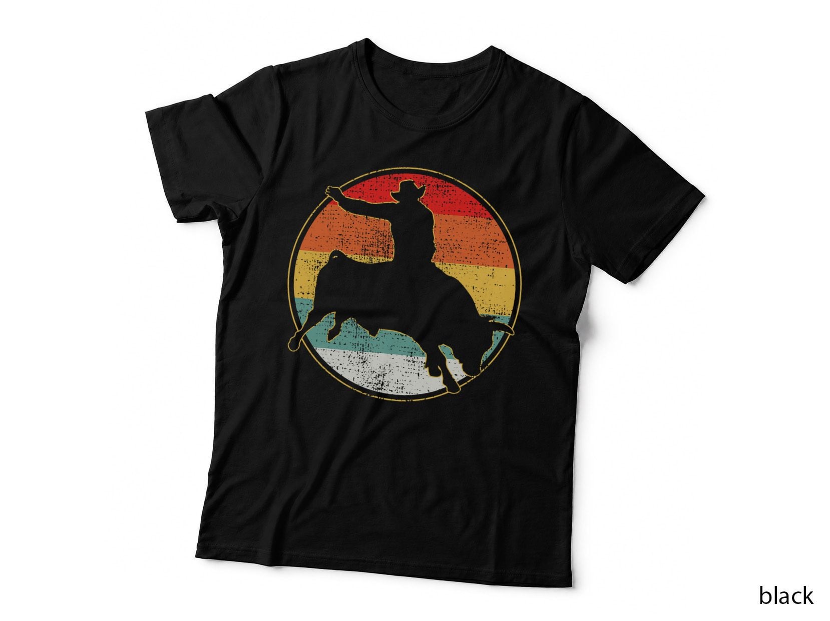 Bull Riding Cowboy T-Shirt, Western Vintage Print, Pet Lover Apparel