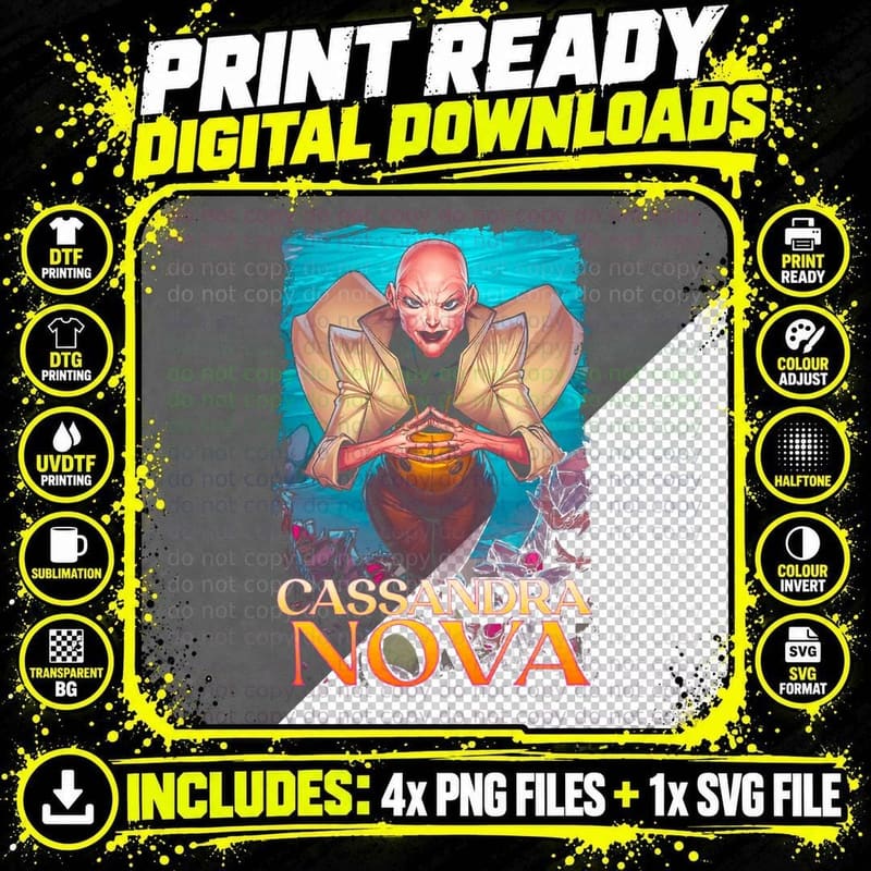 Cassandra Nova Bald Villain with Hands Clasped Png SVG Digital Bundle