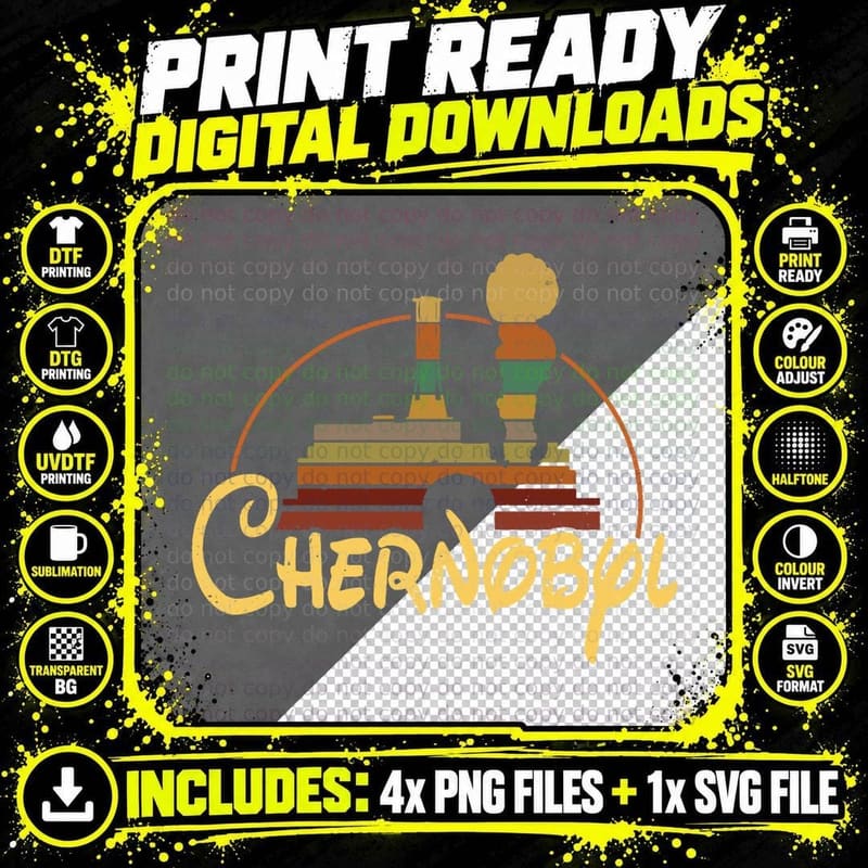 Chernobyl Fantasy RBMK T-Shirt, Vintage Retro Nuclear Png SVG Digital Bundle