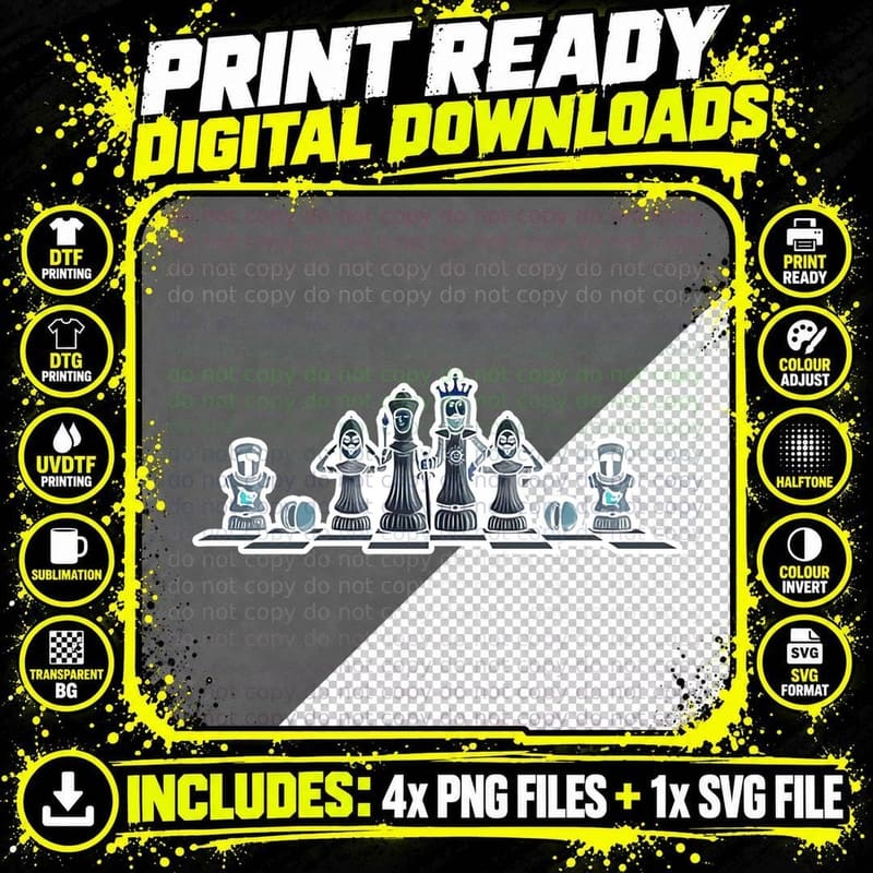 Chess Pieces T-Shirt, Vintage Retro Tee Png SVG Digital Bundle
