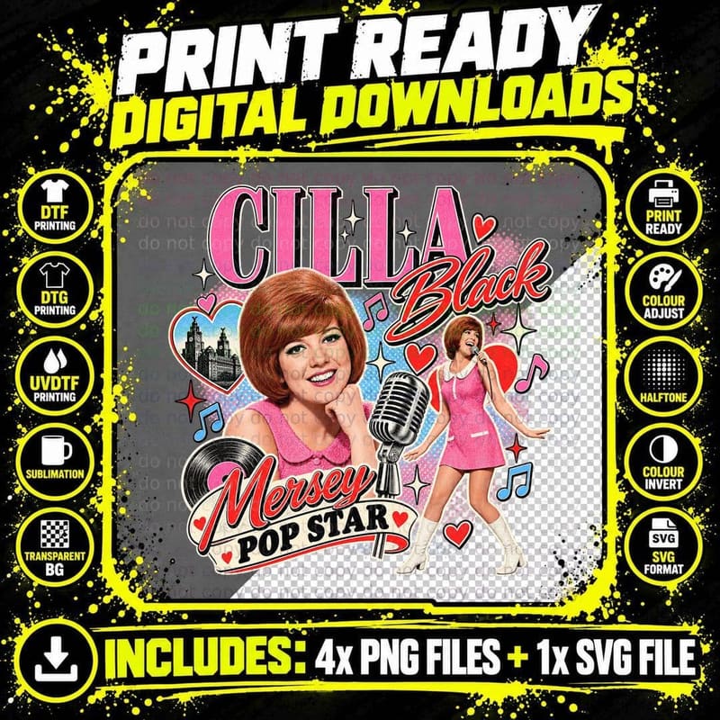 Cilla Black Mersey Pop Star 1965 Liverpool British Pop Png SVG Digital Bundle