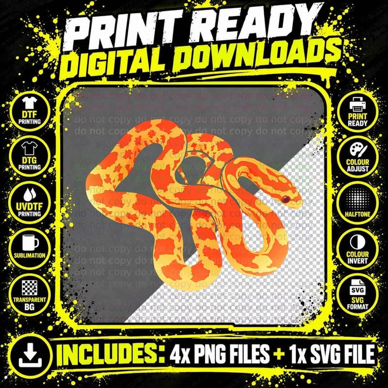 Corn Snake T-Shirt, Retro Camo Print, Pet Lover Apparel Png SVG Digital Bundle