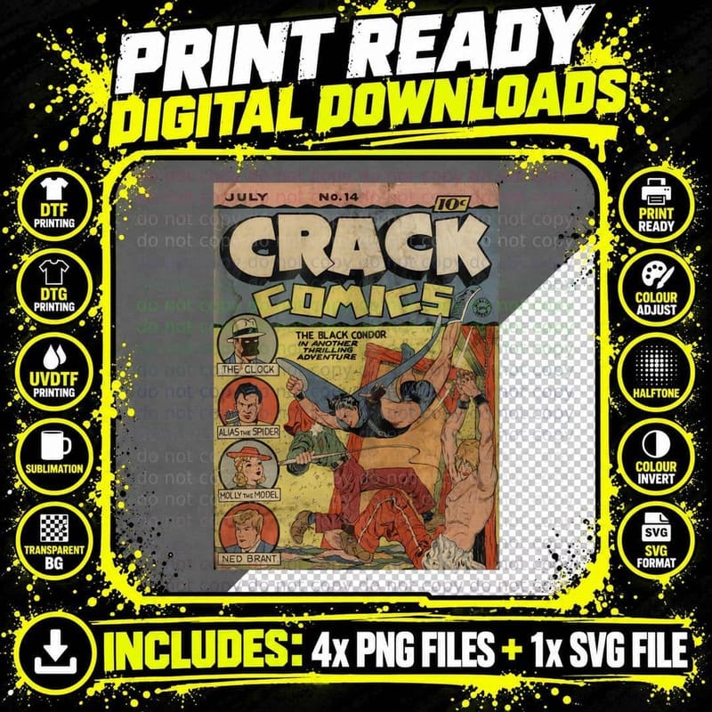 Crack Comics No 14 Cover T-Shirt, Black Condor Action Png SVG Digital Bundle