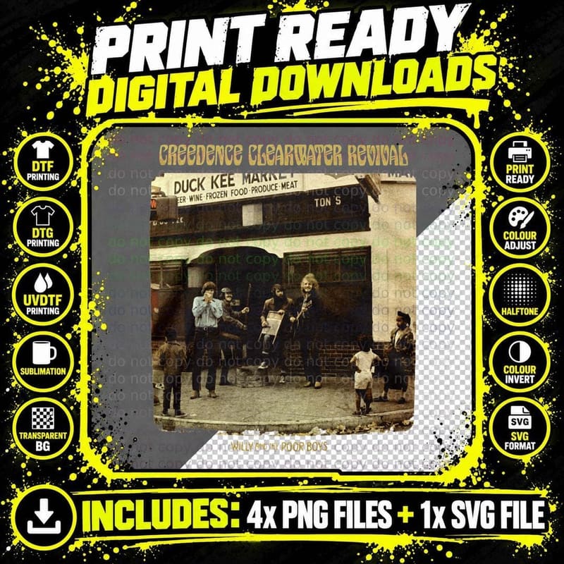 Creedence Clearwater Revival Traditional Classic T-Shirt Png SVG Digital Bundle