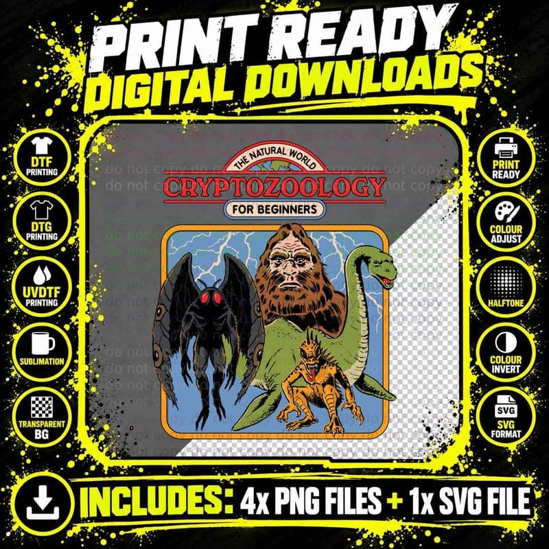 Cryptozoology for Beginners T-Shirt Png SVG Digital Bundle