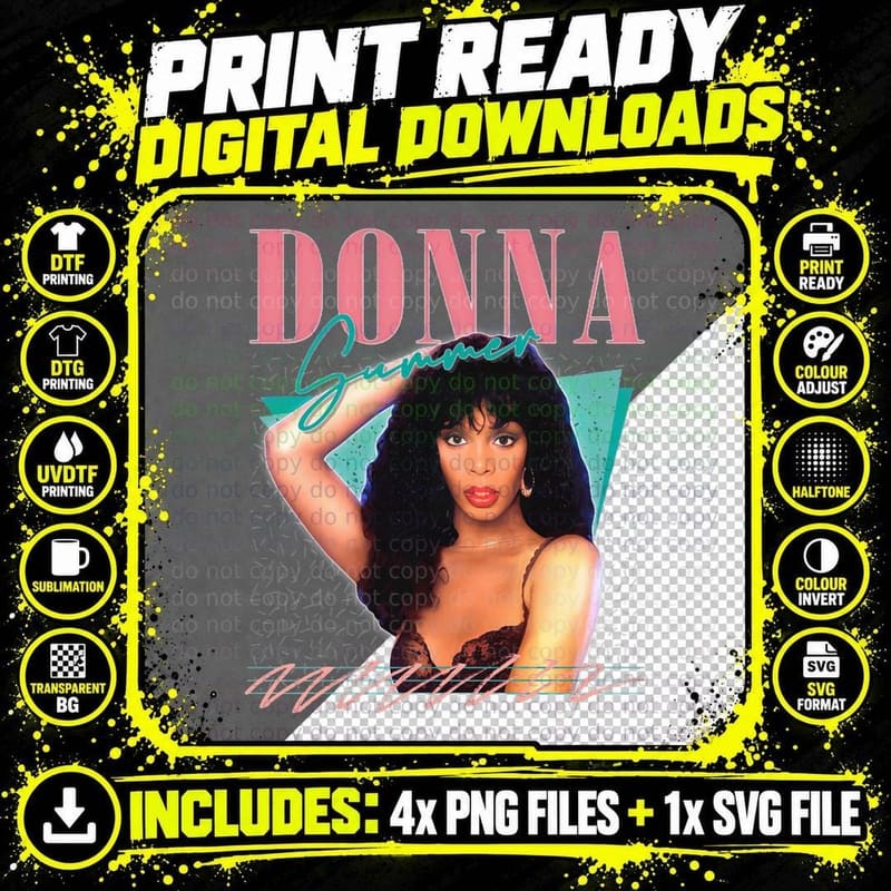 Donna Summer Retro 80S Fan Art T-Shirt Png SVG Digital Bundle