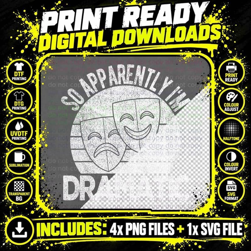 Dramatic Theatre Actor Broadway Musical Retro Vintage Png SVG Digital Bundle