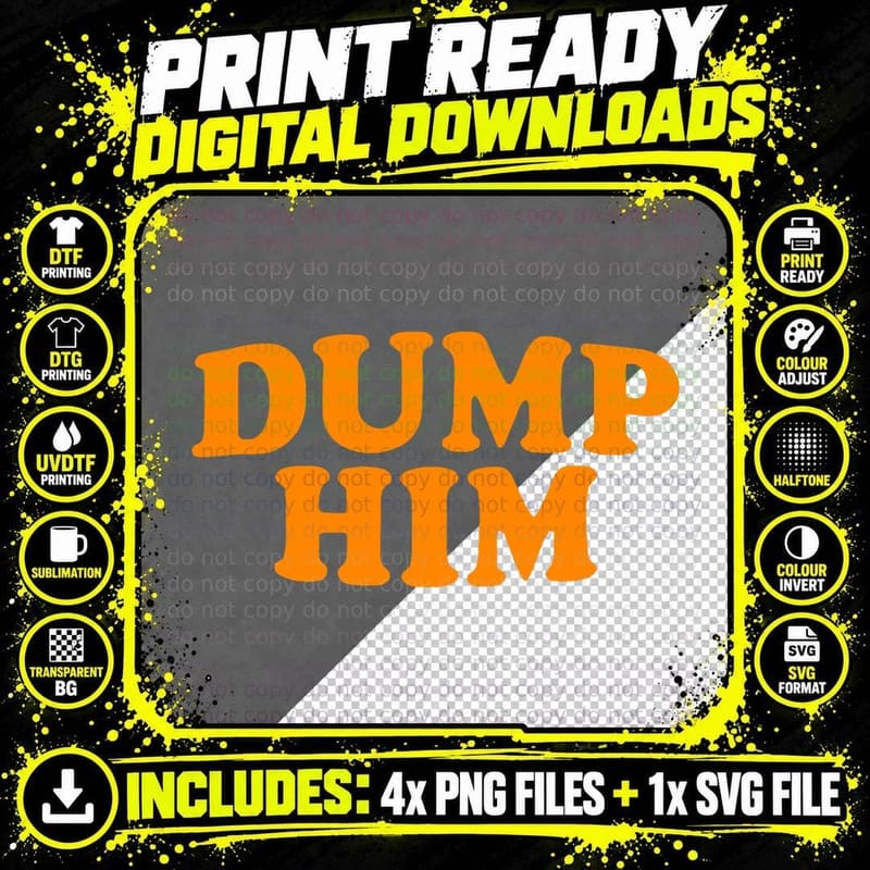 Dump Him Y2k Bubbly Bold Text Tee, Retro Slogan Png SVG Digital Bundle