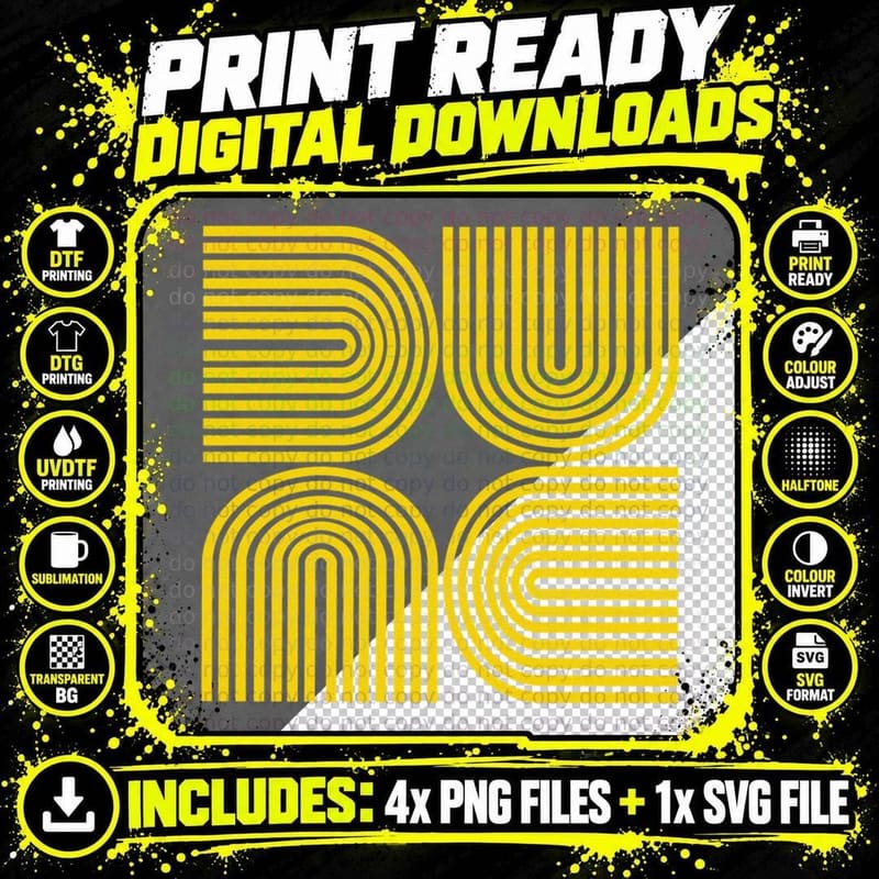Dune Bold Yellow Geometric Retro Block Typography Sci-Fi Png SVG Digital Bundle