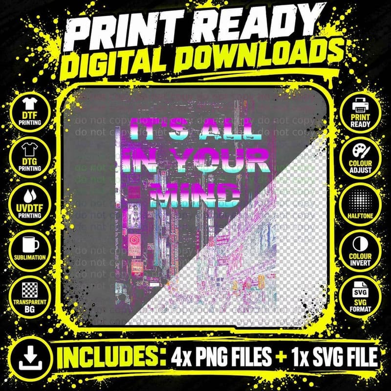 Everything Is in Your Spirit Vaporwave Retro Emo Design Png SVG Digital Bundle