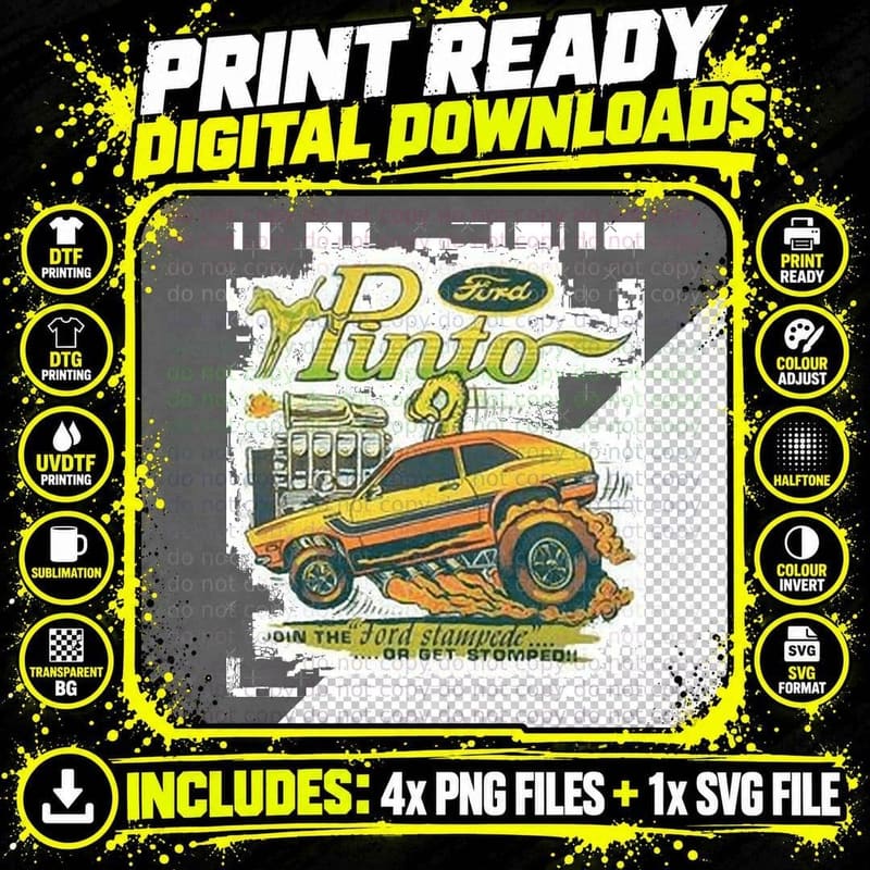 Ford Pinto Stampede T-Shirt, Vintage Car Print Png SVG Digital Bundle
