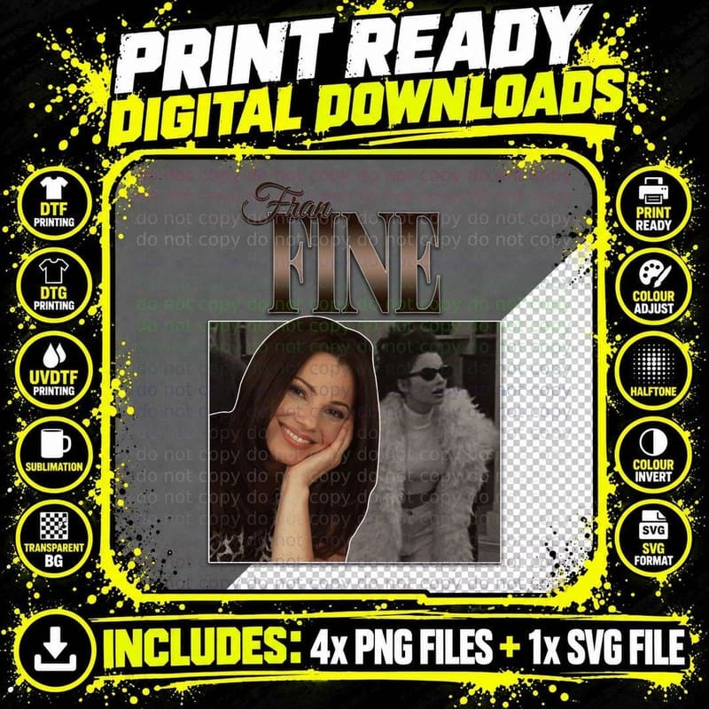 Fran Fine T-Shirt, Retro 80s Style, 90s Nostalgia Png SVG Digital Bundle