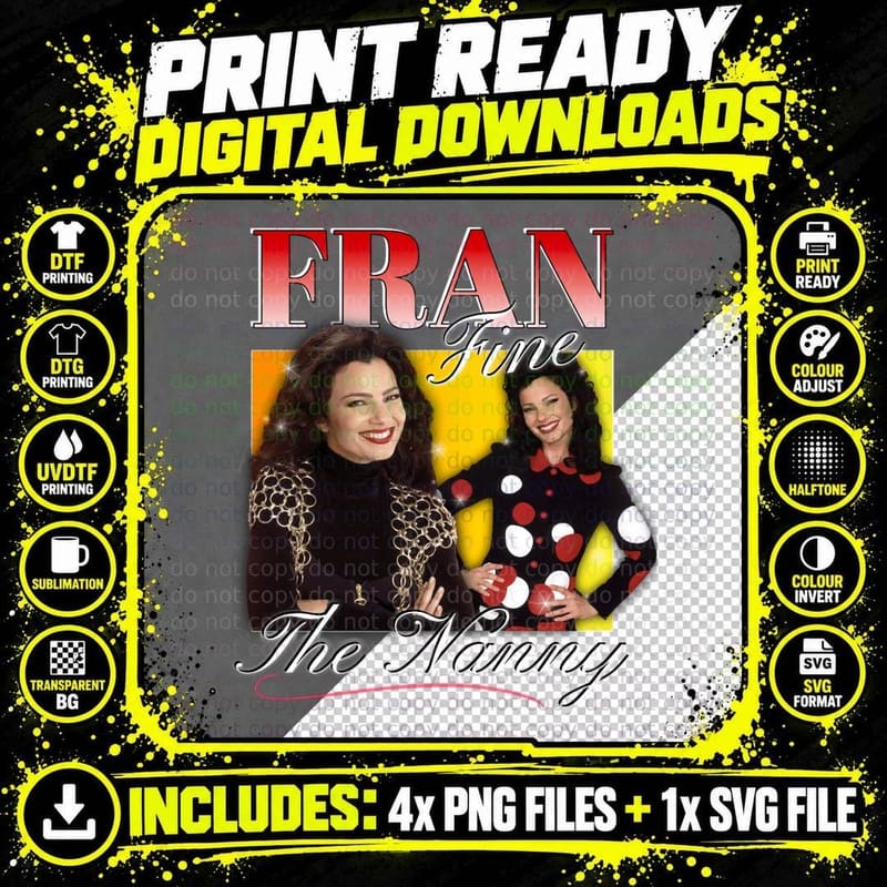 Fran Fine the Nanny T-Shirt, Retro 90S Homage Collage Png SVG Digital Bundle