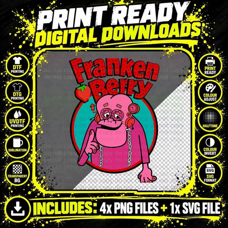 Franken Berry Classic T-Shirt Png SVG Digital Bundle