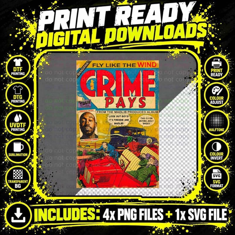 Freddie Gibbs Crime Pays T-Shirt, Vintage Comic Book Png SVG Digital Bundle