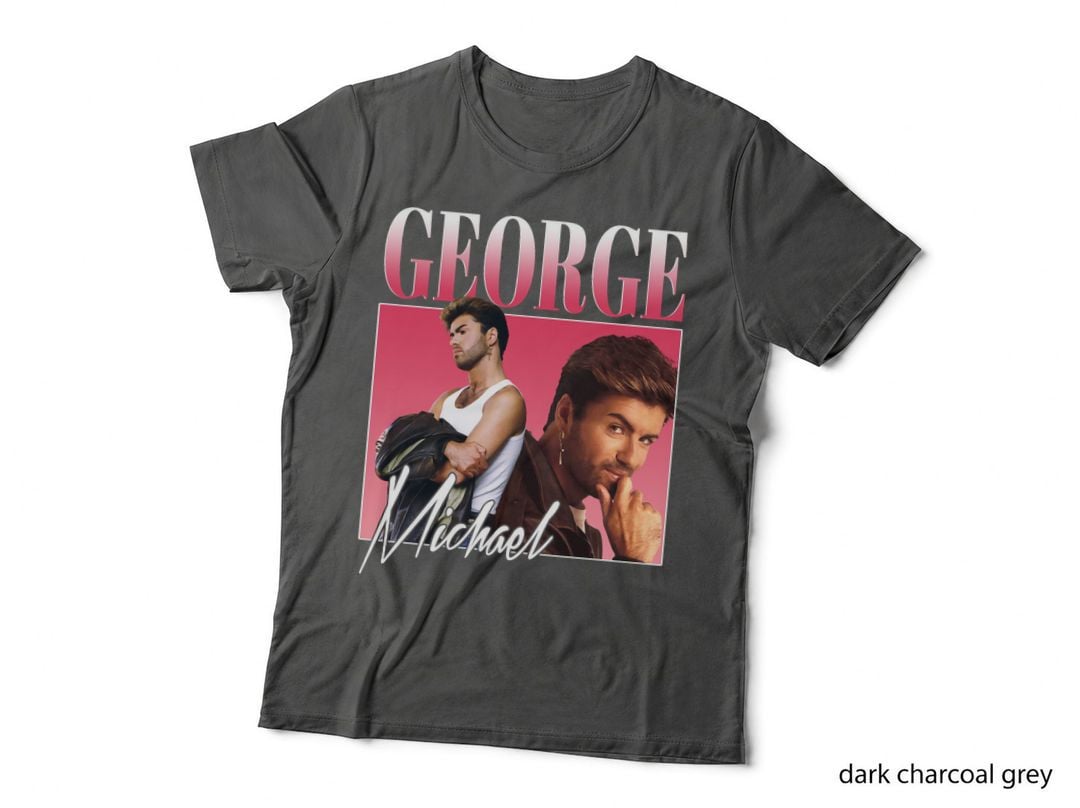 George Michael 80S Retro Collage T-Shirt, Pop Icon Portrait, Pink Vintage Style