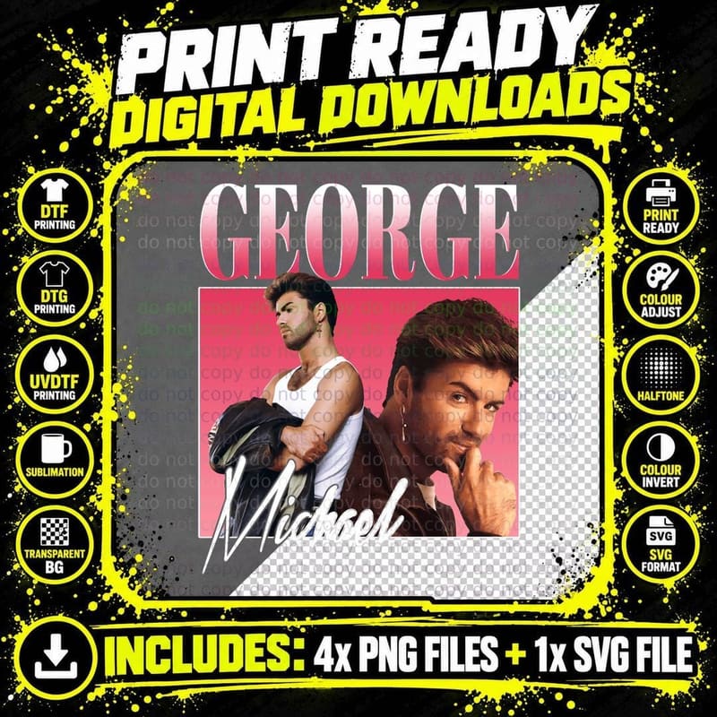George Michael 80S Retro Collage T-Shirt Png SVG Digital Bundle